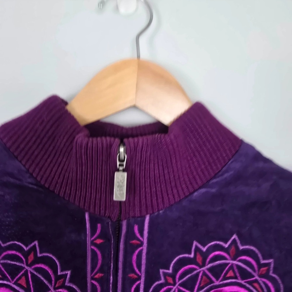 Bob Mackie Wearable Art Embroidered Leather Jacket Sz L Boho Festival Statement - Picture 6 of 13